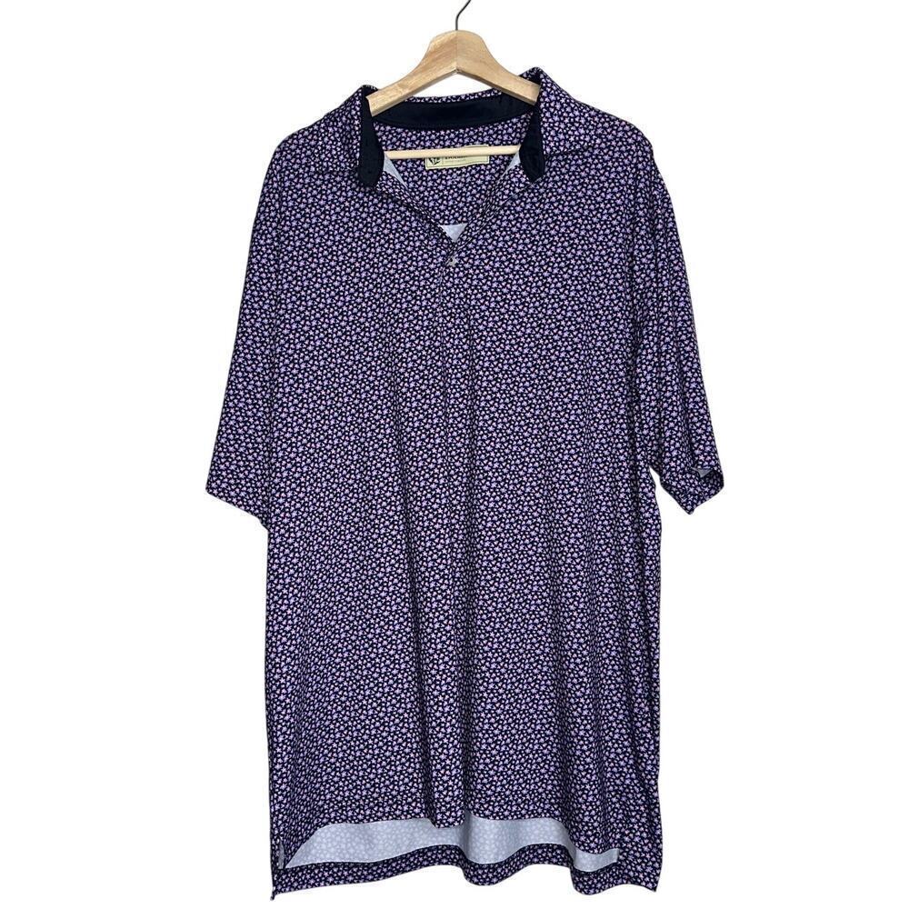 Donald Ross Sportswear XL Purple Pink Floral Golf Polo Shirt Men’s